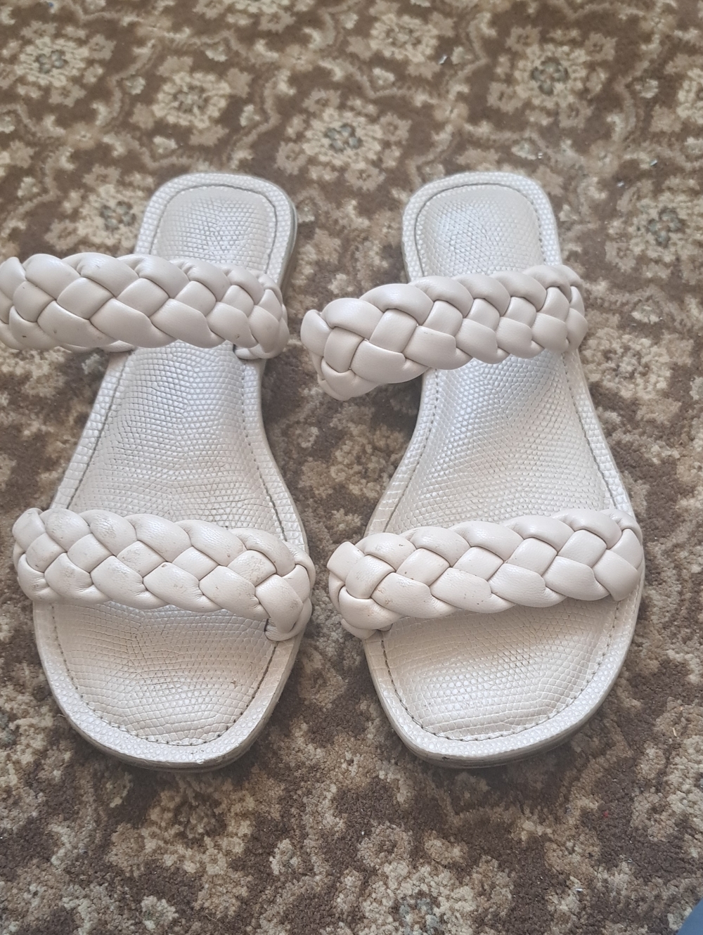 Women's Braided Double-Strap Slide Sandals - Cream